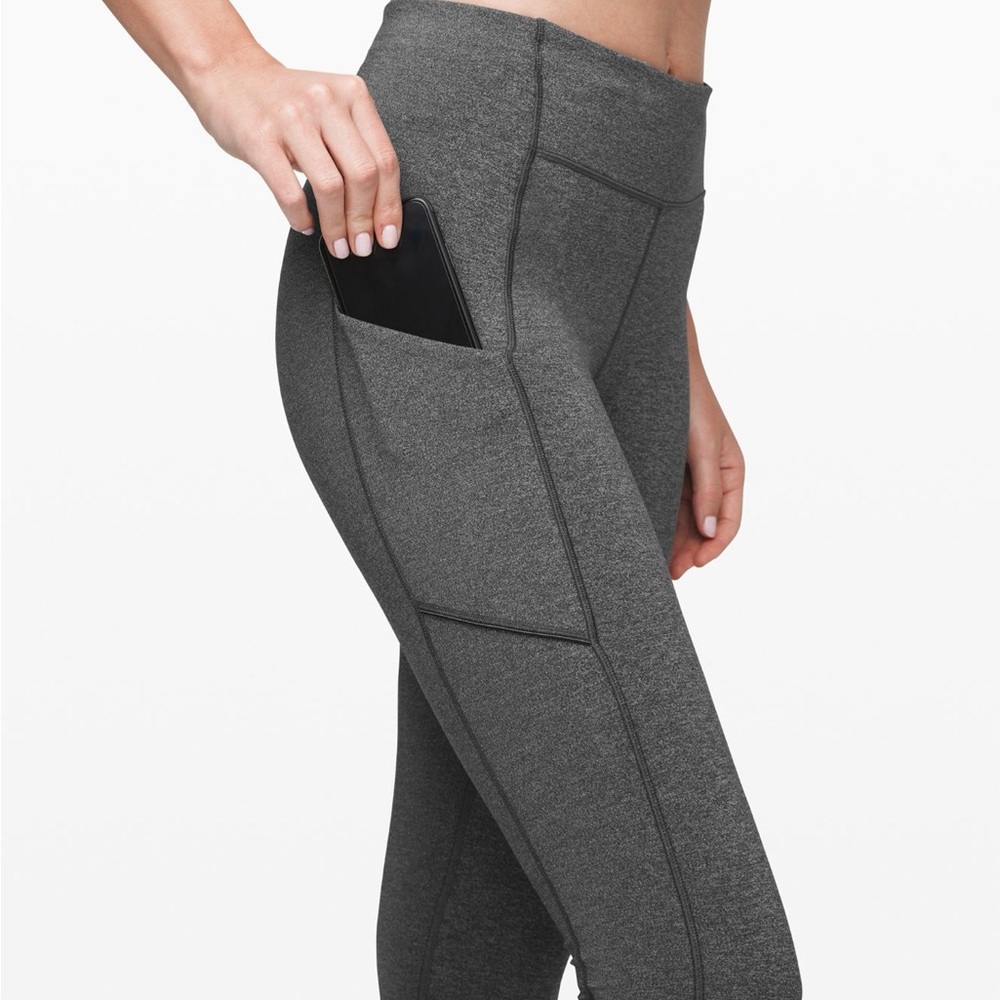 lululemon athletica Charcoal Gray Cropped Leggings with Side Pocket